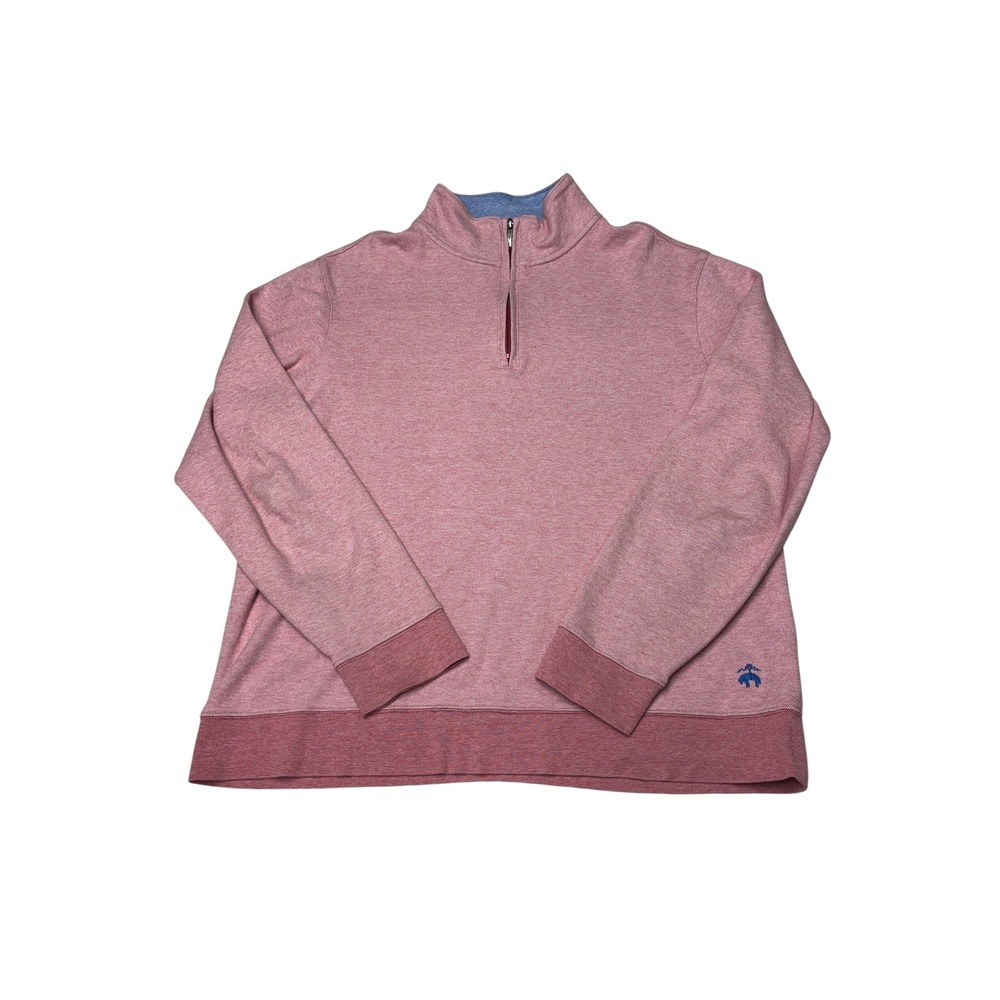 Brooks Brothers Mens Pink Heathered Cotton Quarter Zip Pullover Sweater Size M